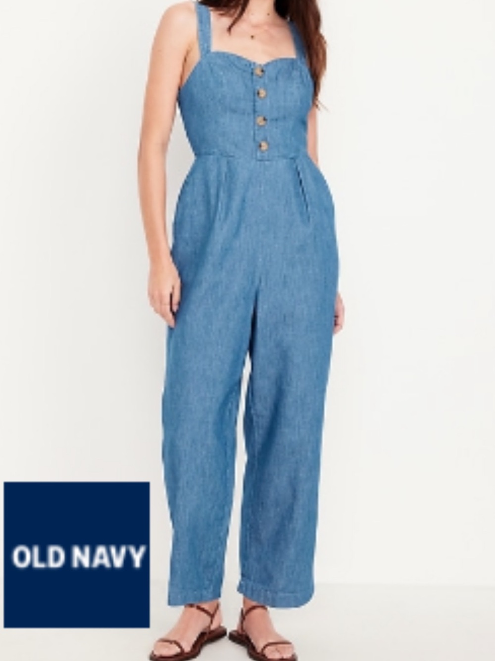 Old Navy Button Front Cami Jumpsuit- Jean